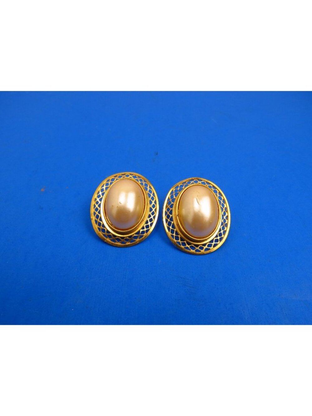 Signed Monet Vintage Costume Jewelry Faux Pearl Earrings